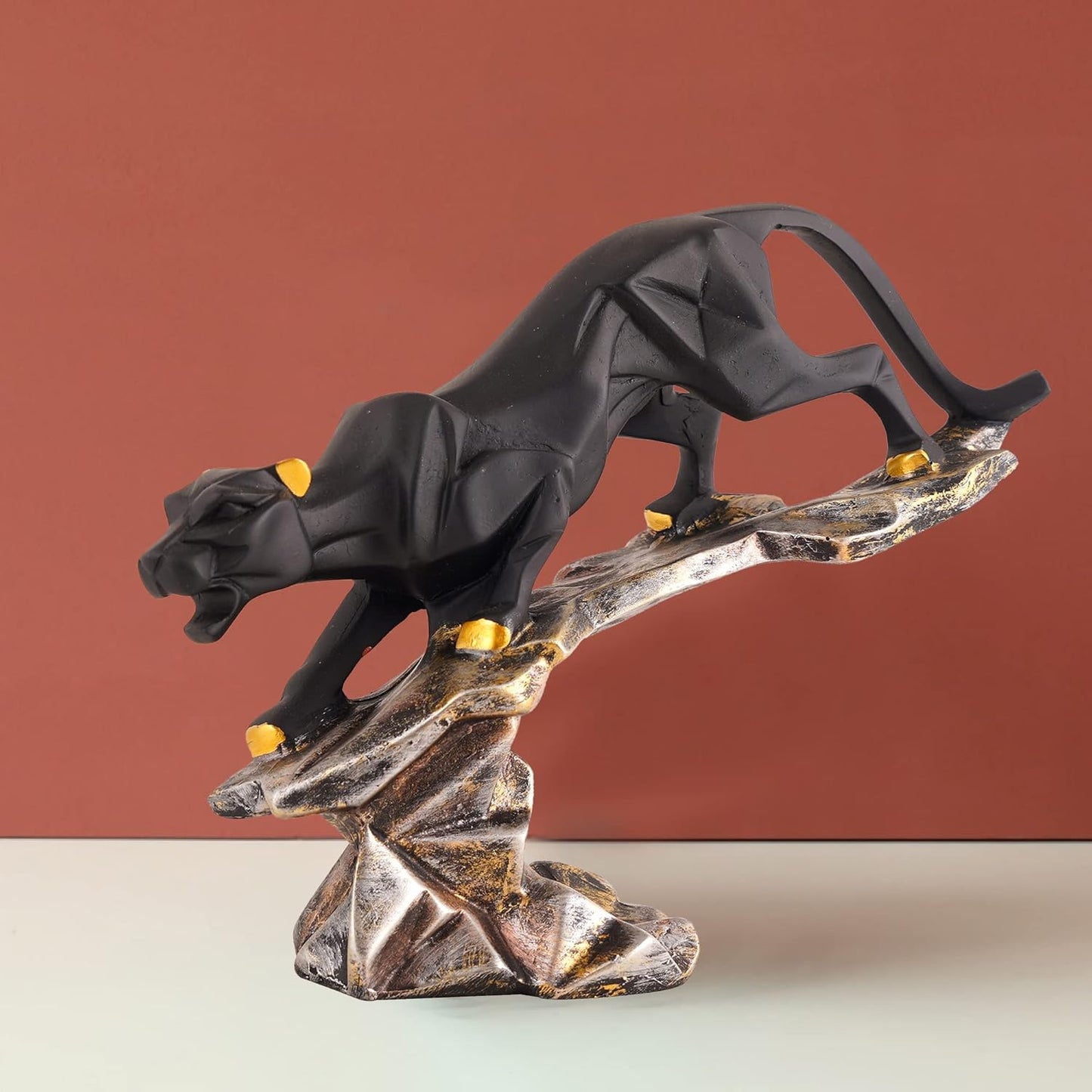 Resin Black Jaguar Showpiece for Home Decor/Black Panther Statue for Living Room Decor, Cheetah Showpiece Office Decor Item, Pack of 1 (Black)