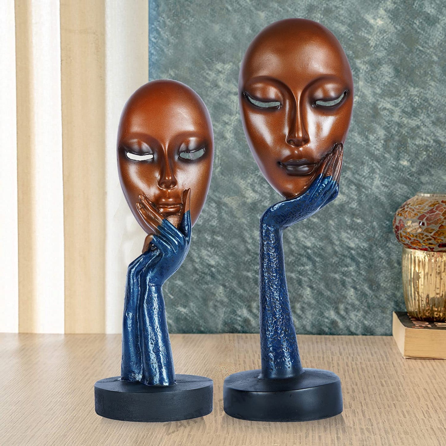 Lady Ring Face Statue for Home Décor Showpiece | Modern Art Lady Face Showpiece for Home Décor Item (Copper)