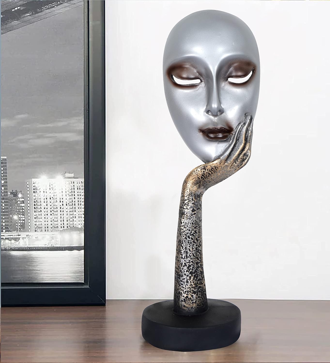 Lady Ring Face Statue for Home Décor Showpiece | Modern Art Lady Face Showpiece for Home Décor Item (Copper)