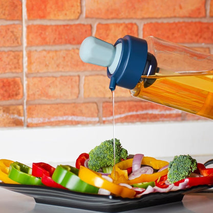 2 In 1 Transparent Oil Dispenser With Silicone Oil Dropper Nozzle (1 Pc  With Brush  1 Ltr.)