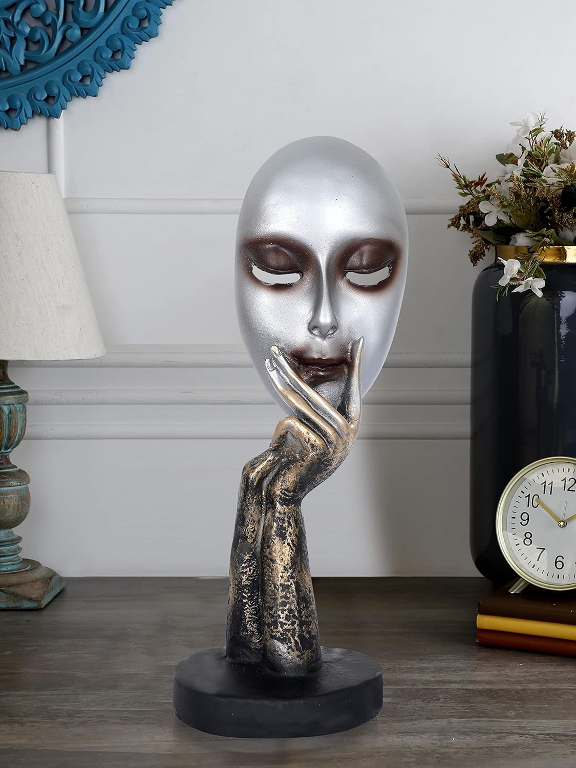 Lady Ring Face Statue for Home Décor Showpiece | Modern Art Lady Face Showpiece for Home Décor Item (Copper)