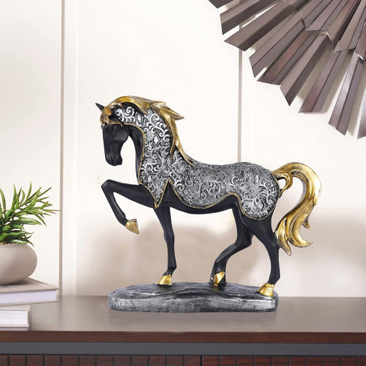 Horse Showpiece for Home Decor Showpiece, Running Horse Statue for Feng Shui Vastu Figurines for Good Luck Gifts for Home Decorative Item (Multicolor)