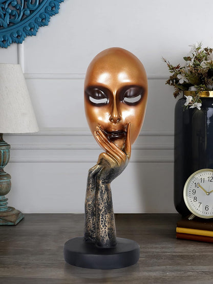 Lady Ring Face Statue for Home Décor Showpiece | Modern Art Lady Face Showpiece for Home Décor Item (Copper)