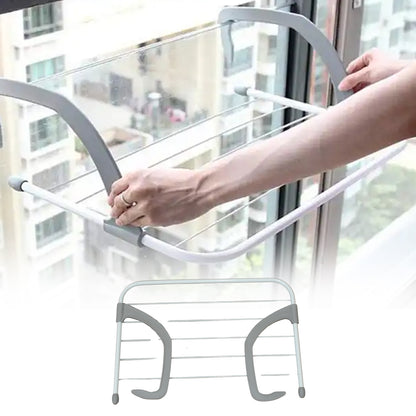 Metal Folding Drying Rack – Clothes Hanger for Balcony, Bathroom & Laundry (1 Pc)