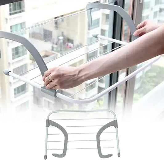 Metal Folding Drying Rack – Clothes Hanger for Balcony, Bathroom & Laundry (1 Pc)
