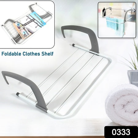 Metal Folding Drying Rack – Clothes Hanger for Balcony, Bathroom & Laundry (1 Pc)