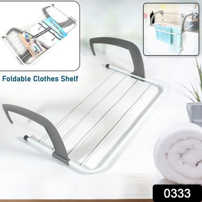 Metal Folding Drying Rack – Clothes Hanger for Balcony, Bathroom & Laundry (1 Pc)