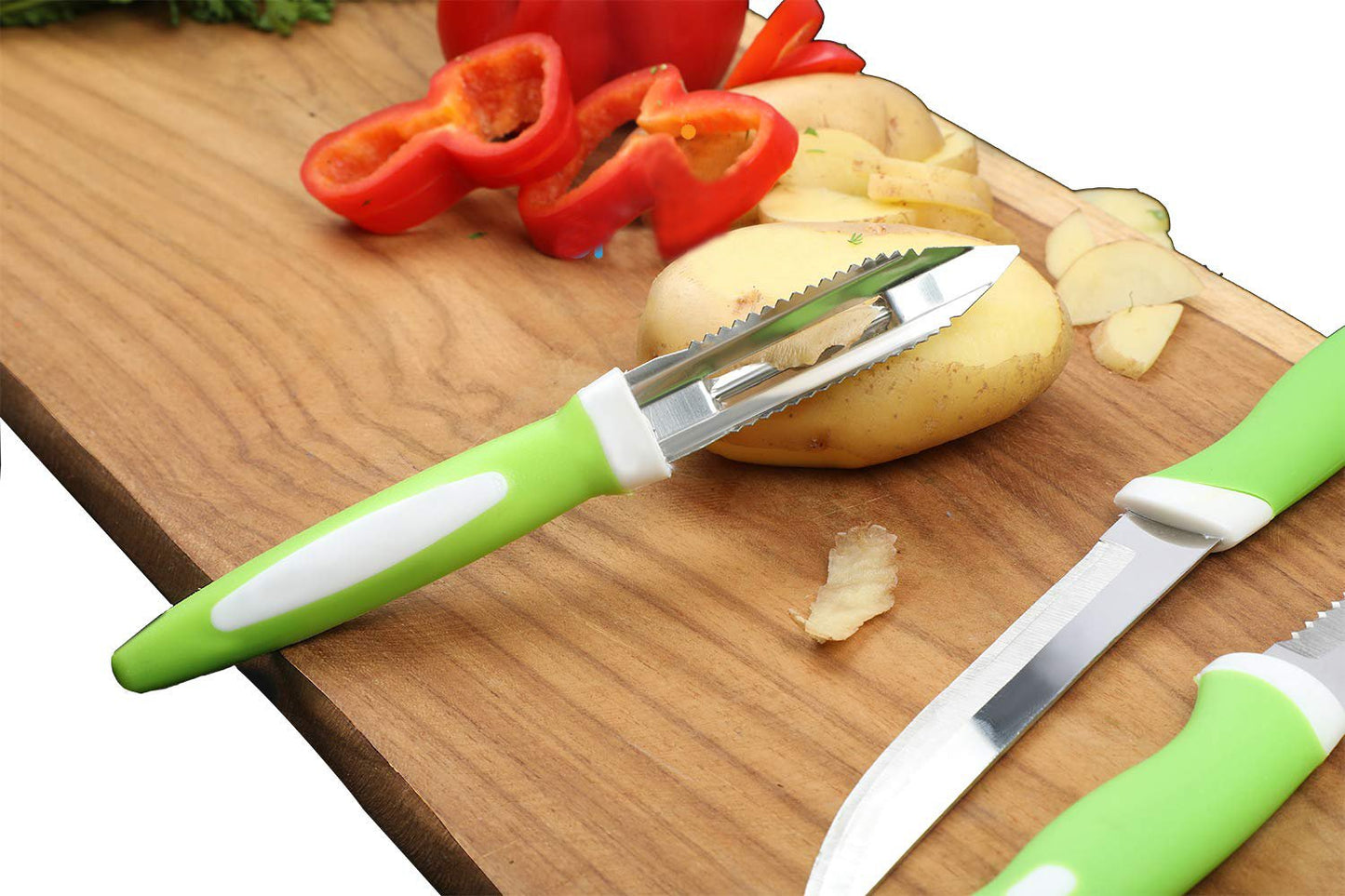Stainless Steel Knife  Peeler Set With Stand - 6 Pcs