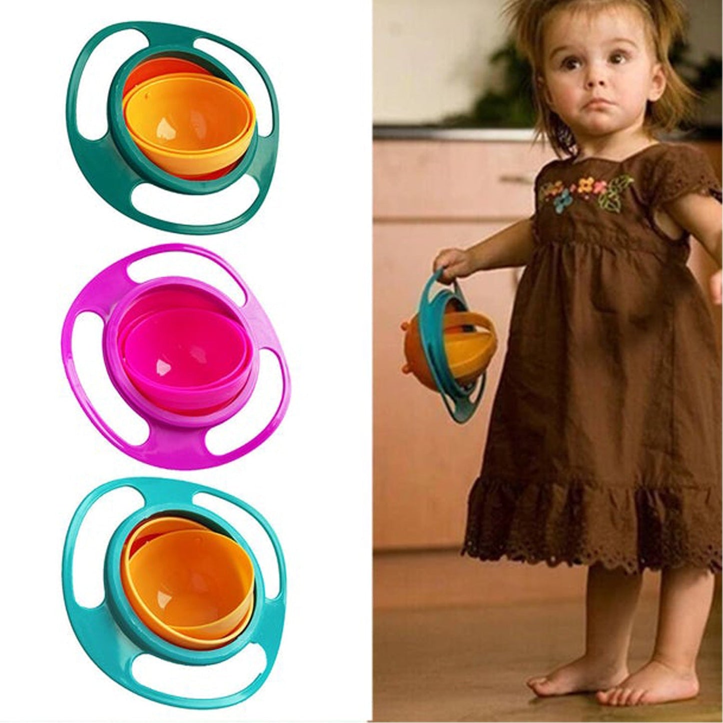 Rotating Baby Bowl Used For Serving Food To Kids And Toddlers Etc.