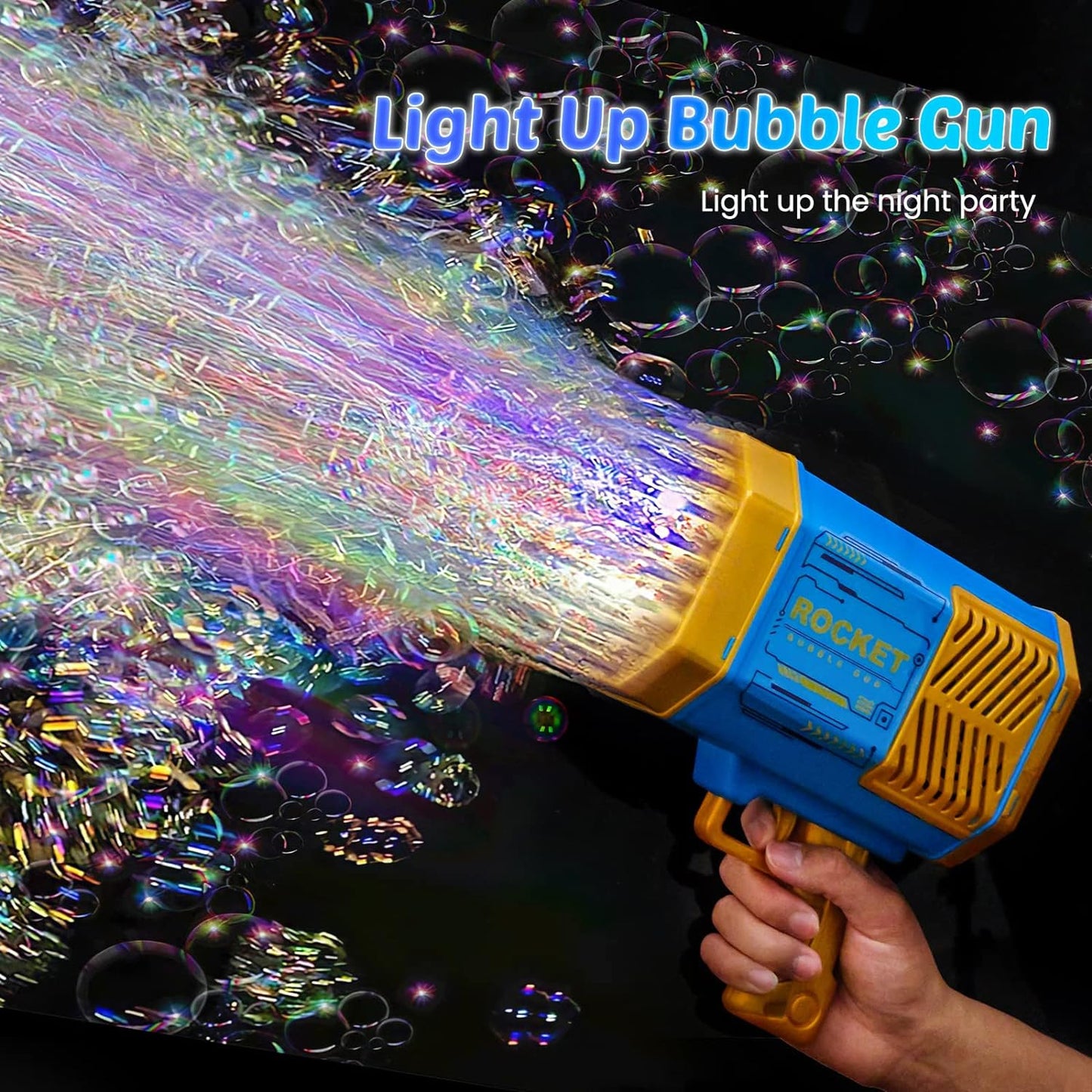Rechargeable Bubble Gun – Powerful Bubble Blower (69 Holes)