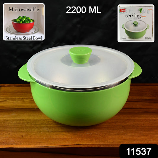 2200ml Microwave-safe Plastic Serving Bowl With Lid (1 Pc)