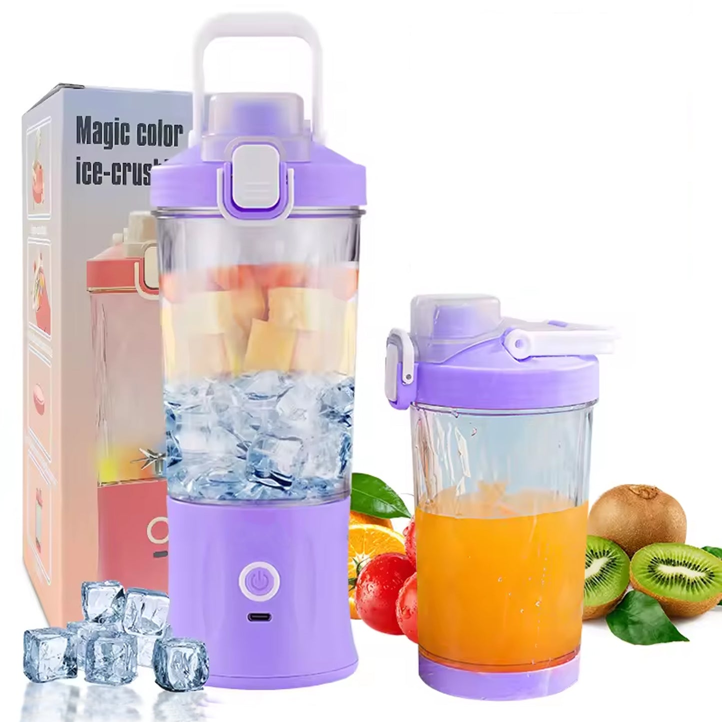 Electric Crusher Juicer With Multicolor Light 8 Blades (600 Ml  Multicolor)
