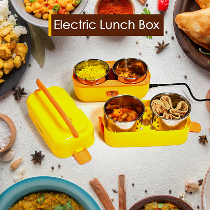 2-Layer Electric Lunch Box – Portable with 4 Stainless Steel Containers (1 Pc)