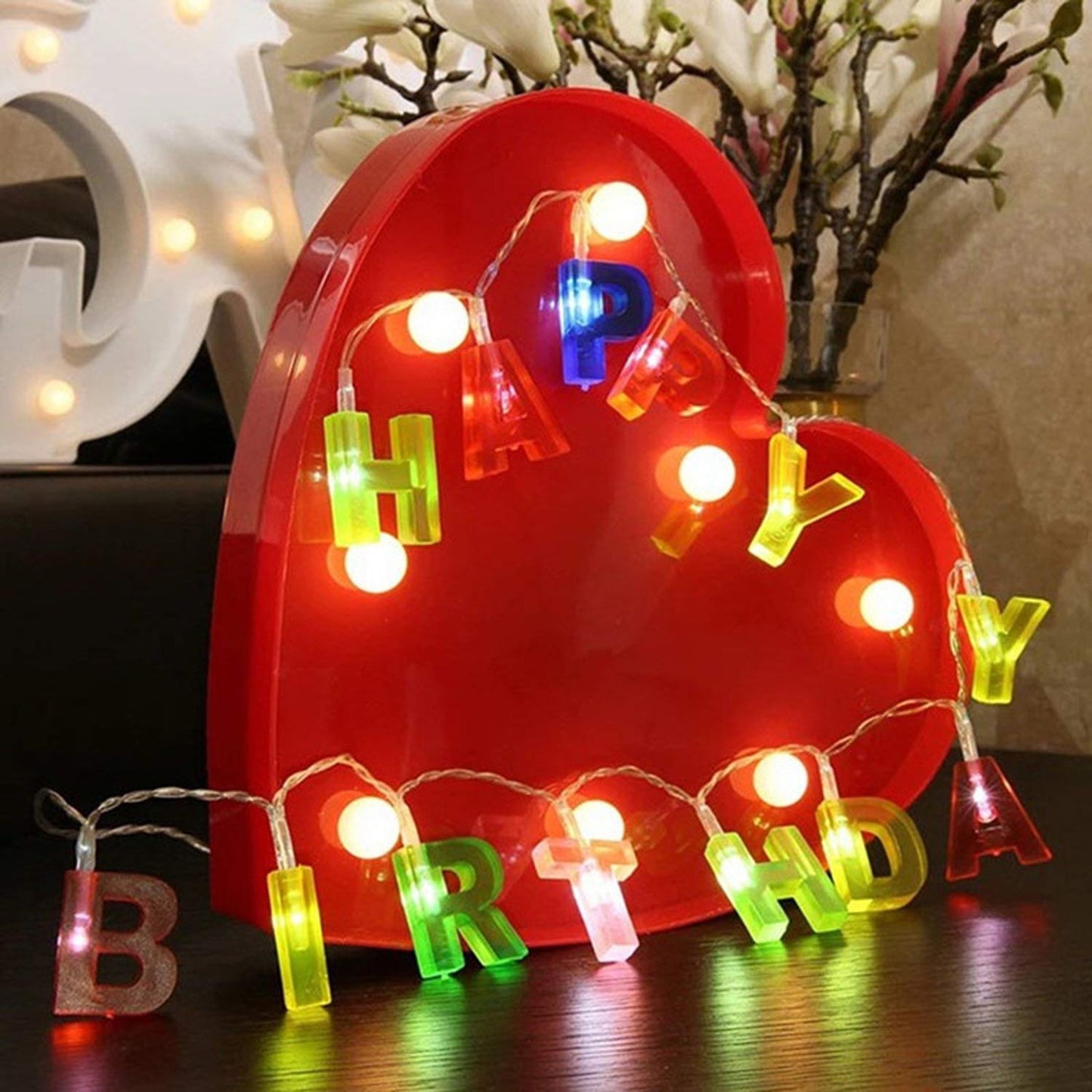 Decoratives Plastic Happy Birthday 13 Led Letter Battery Operated String Lights Outdoor String Lights (Multicolour)