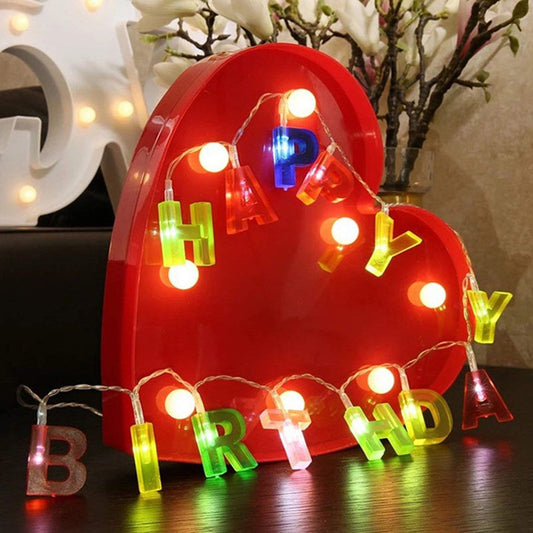 Decoratives Plastic Happy Birthday 13 Led Letter Battery Operated String Lights Outdoor String Lights (Multicolour)