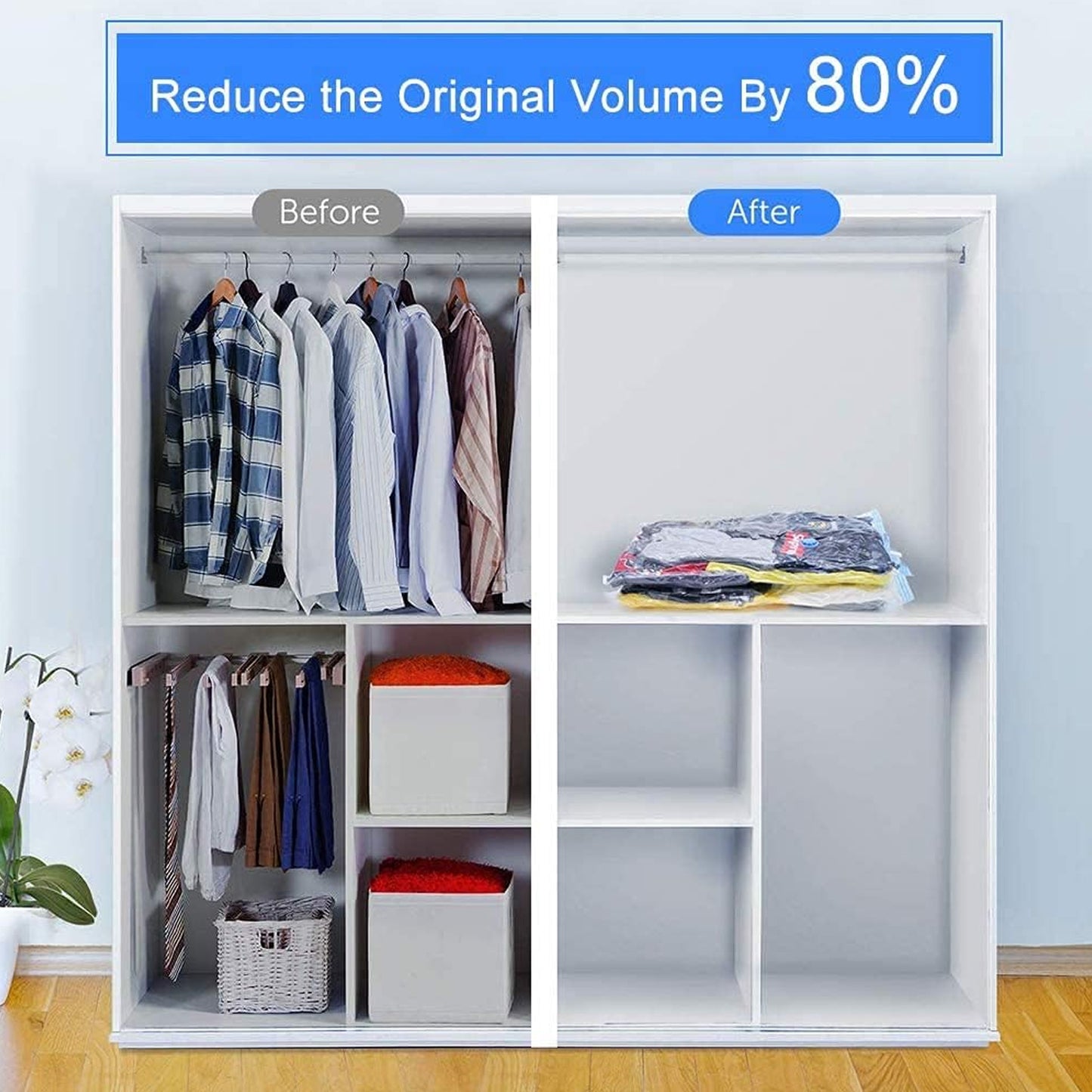 Vacuum Storage Bags with Pump – Space Saver for Clothes & Blankets (5 Pc Set)