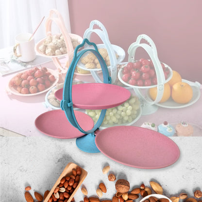Foldable Fruit Plate Candy Dish  Multi Use Mirror Shape Dried Fruit Tray (1 Set)