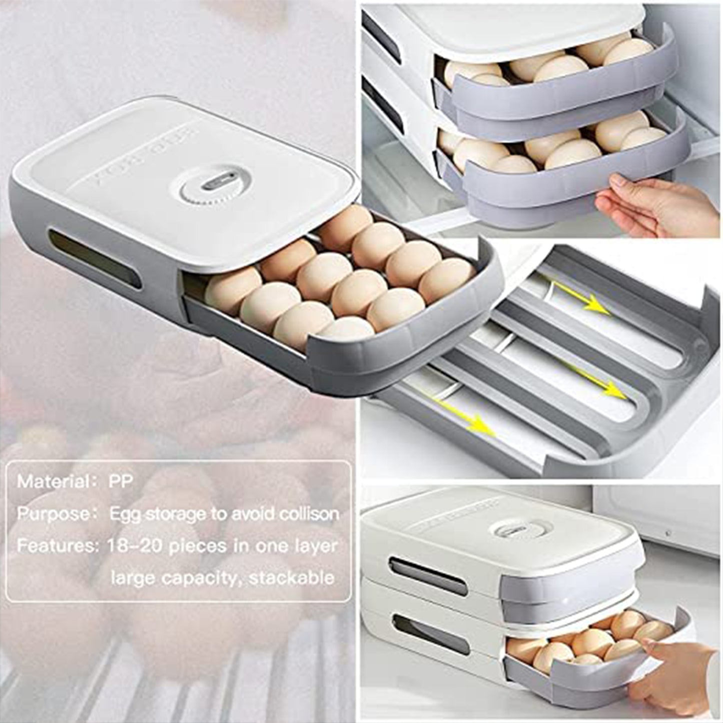 Plastic Egg Storage Box – Covered Fridge Drawer Organizer (1 Pc)