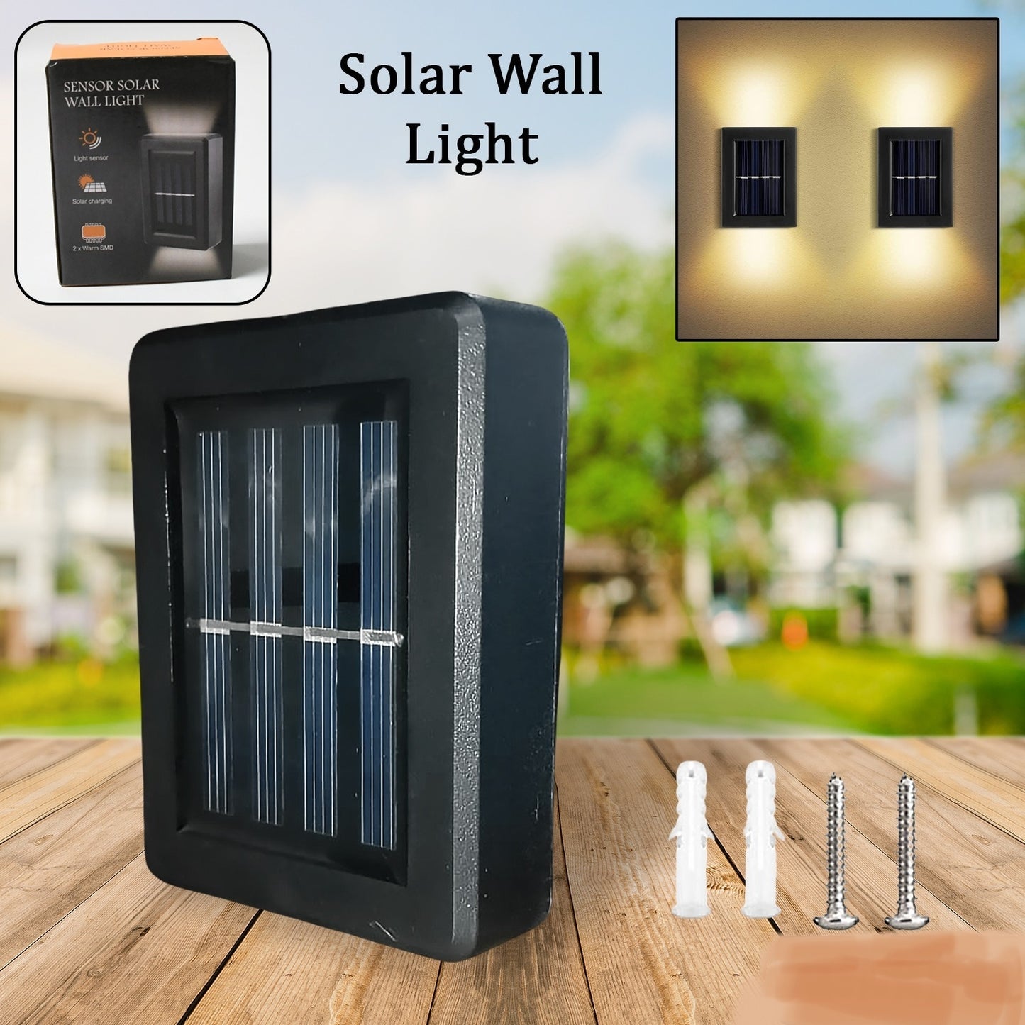 Waterproof Solar LED Wall Light – Garden & Fence