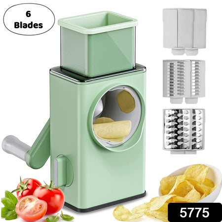 Stainless Steel Vegetable Chopper – 6 Blade Slicer & Dicer with Suction Base (1 Pc)