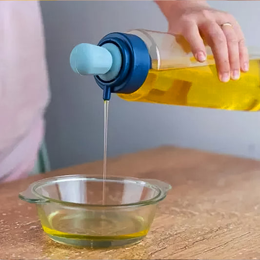 2 In 1 Transparent Oil Dispenser With Silicone Oil Dropper Nozzle (1 Pc  With Brush  1 Ltr.)
