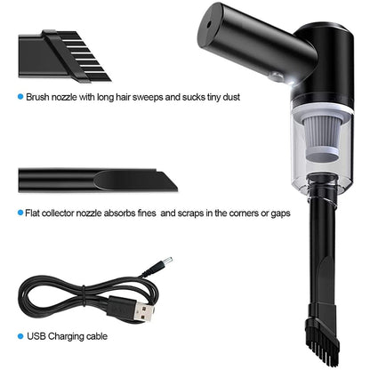 2-in-1 Car Vacuum Cleaner – High Power, USB Rechargeable & Portable (1 Pc)
