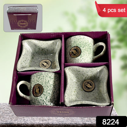 Festo Ceramic Mug & Snack Bowl Set – Tea, Coffee, Milk Cups (4 Pc Set)