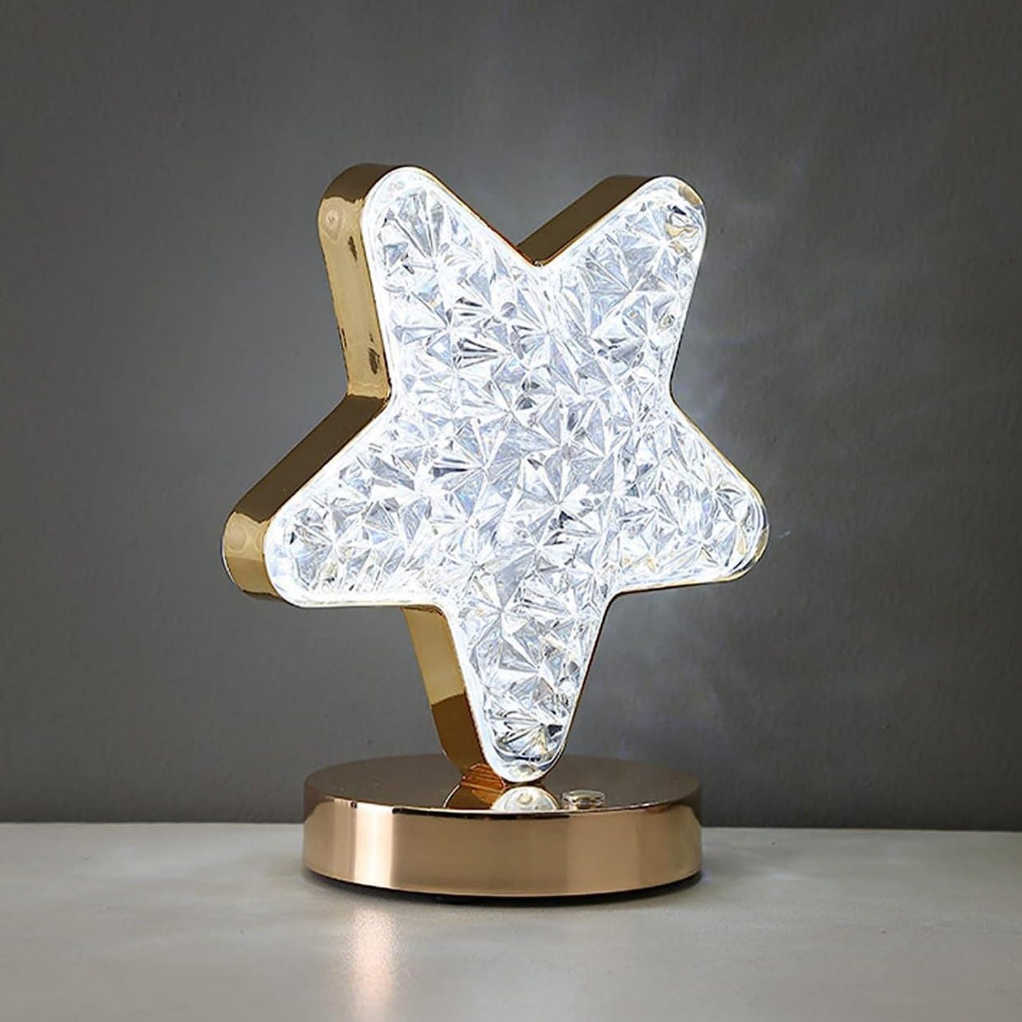 Star Crystal Diamond Touch Lamp – USB Rechargeable, 3-Way Dimmable (1 Pc)