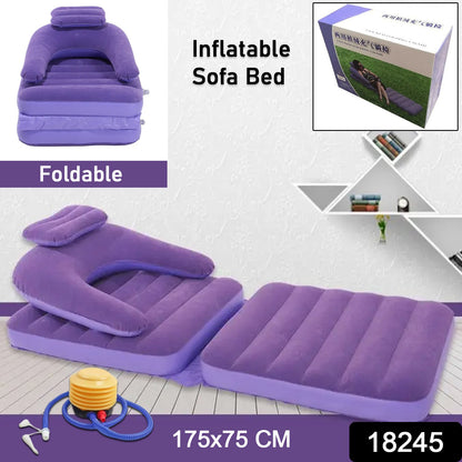 2 In 1 Air Mattress Lounger Portable Inflatable Mattress Air Sofa With Air Hand Pump
