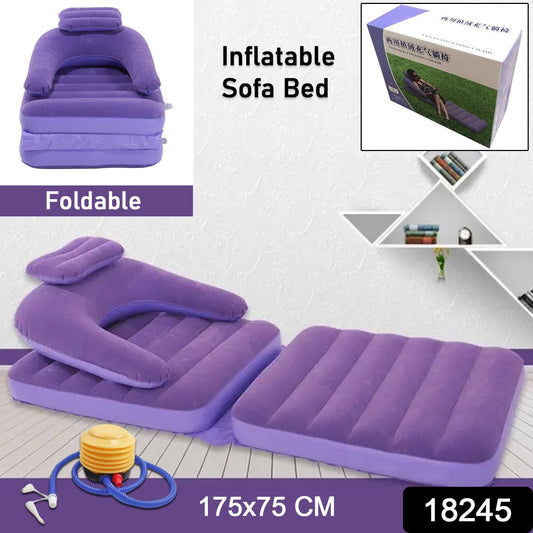 2 In 1 Air Mattress Lounger Portable Inflatable Mattress Air Sofa With Air Hand Pump