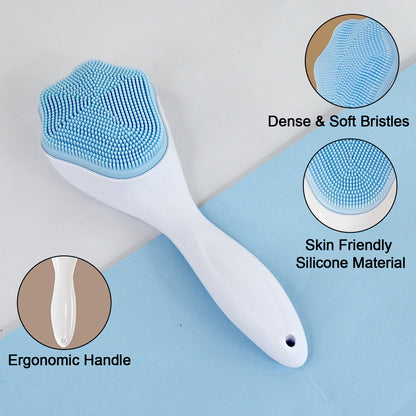 Silicone Face Scrubber Exfoliating Brush Manual Handheld Facial Cleansing Brush (1 Pc)