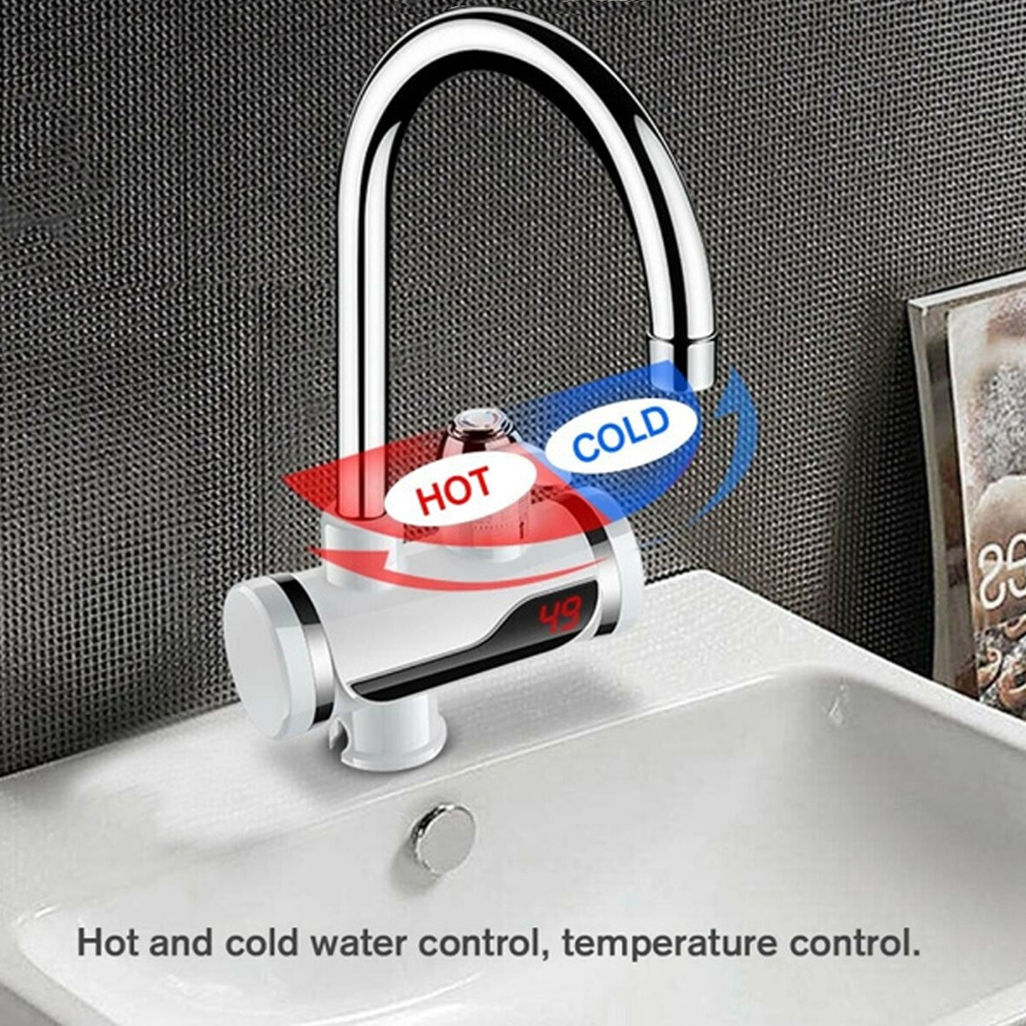 Stainless Steel Led Digital Display Instant Heating Electric Water Heater Faucet Tap