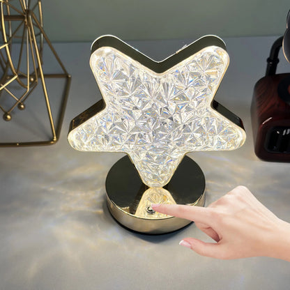 Star Crystal Diamond Touch Lamp – USB Rechargeable, 3-Way Dimmable (1 Pc)