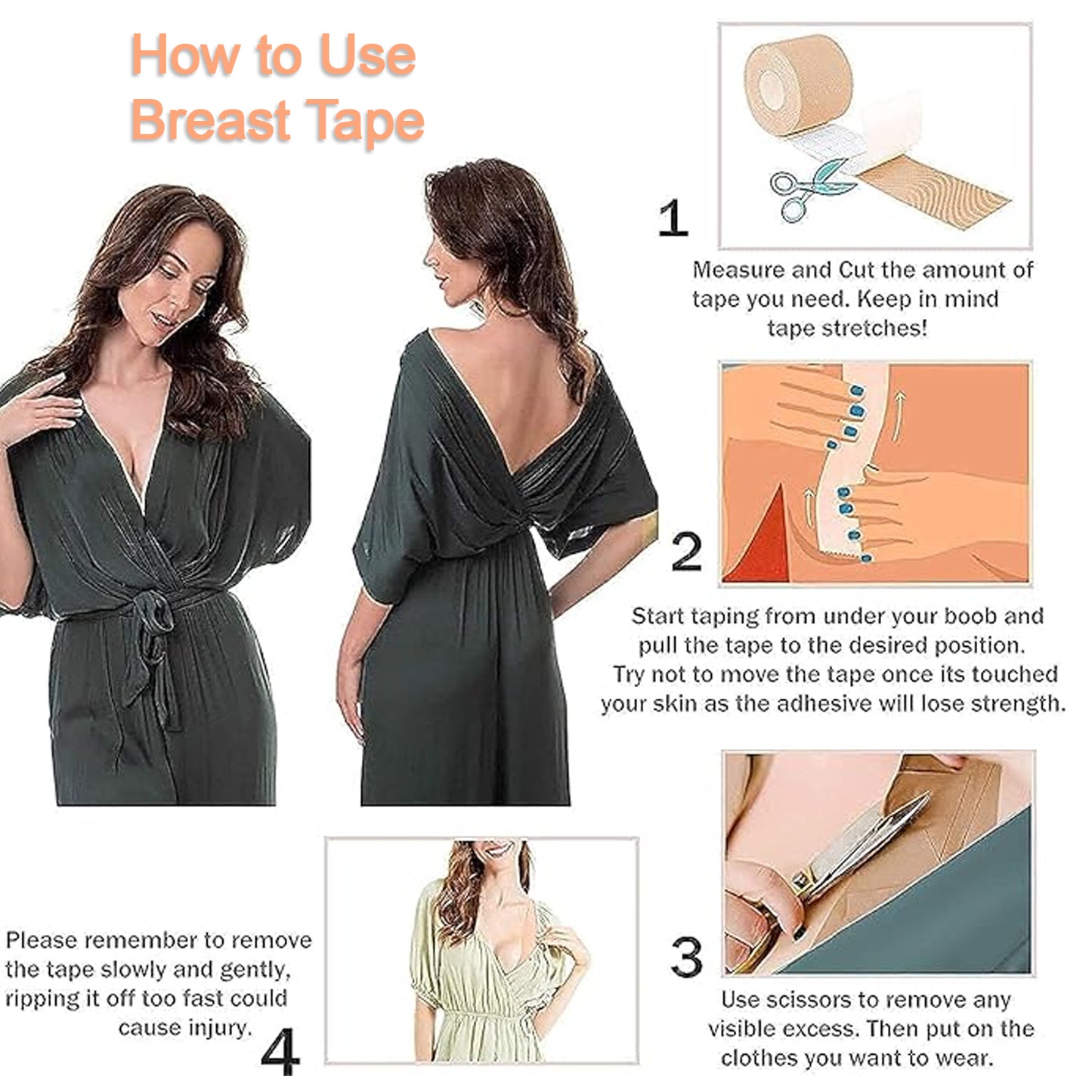 Boob Tape with Nipple Covers – Breast Lift & Push-Up Tape (1 Pc, 5 Meters)