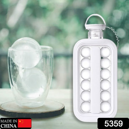 2-in-1 Foldable Ice Cube Tray – With Lid & Bottle, Makes 14 Ice Balls (1 Pc)