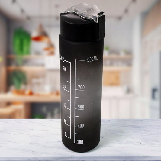 Plastic Black Motivational Water Bottle With Straw (900 Ml)