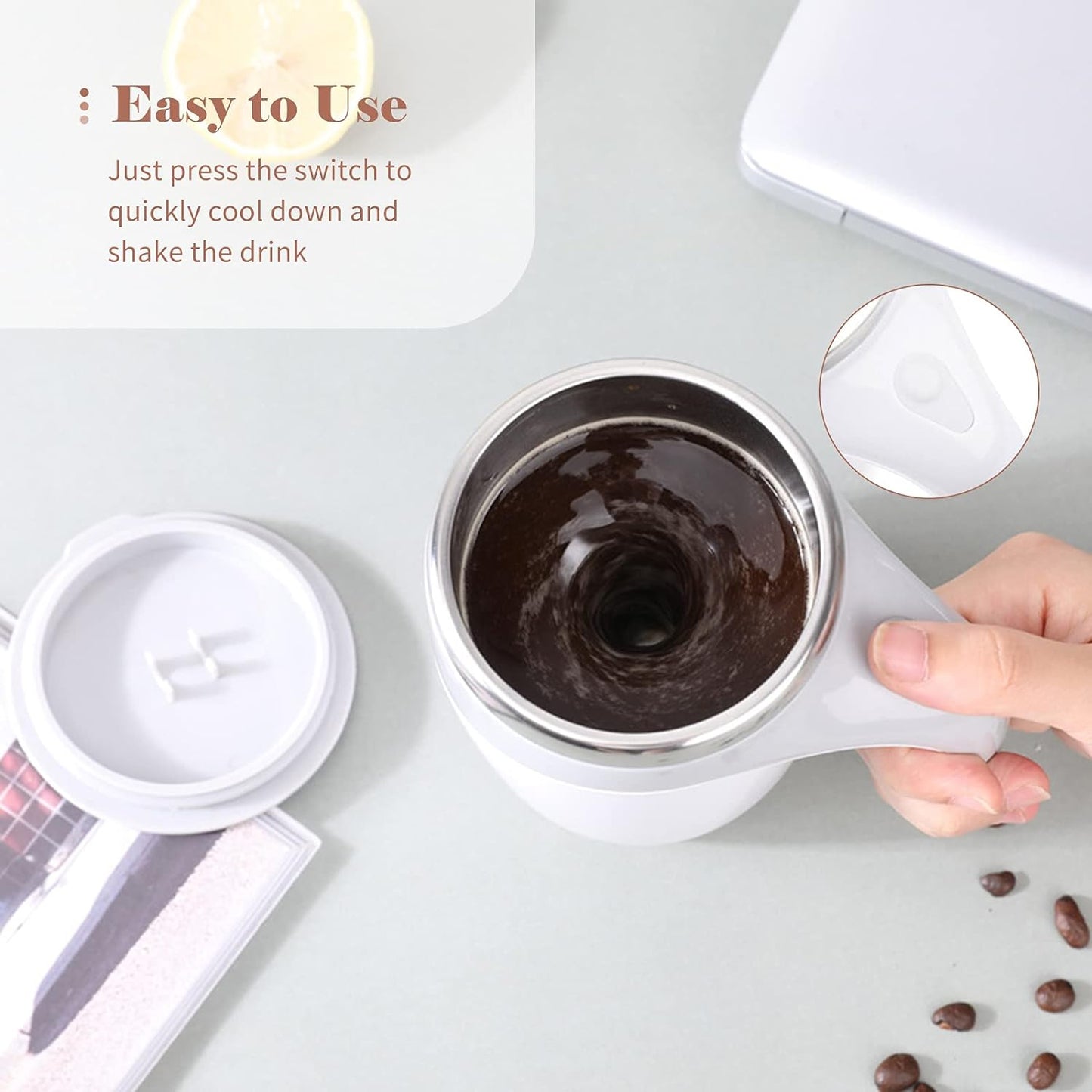 Portable Self-Stirring Mug – Stainless Steel Travel Cup