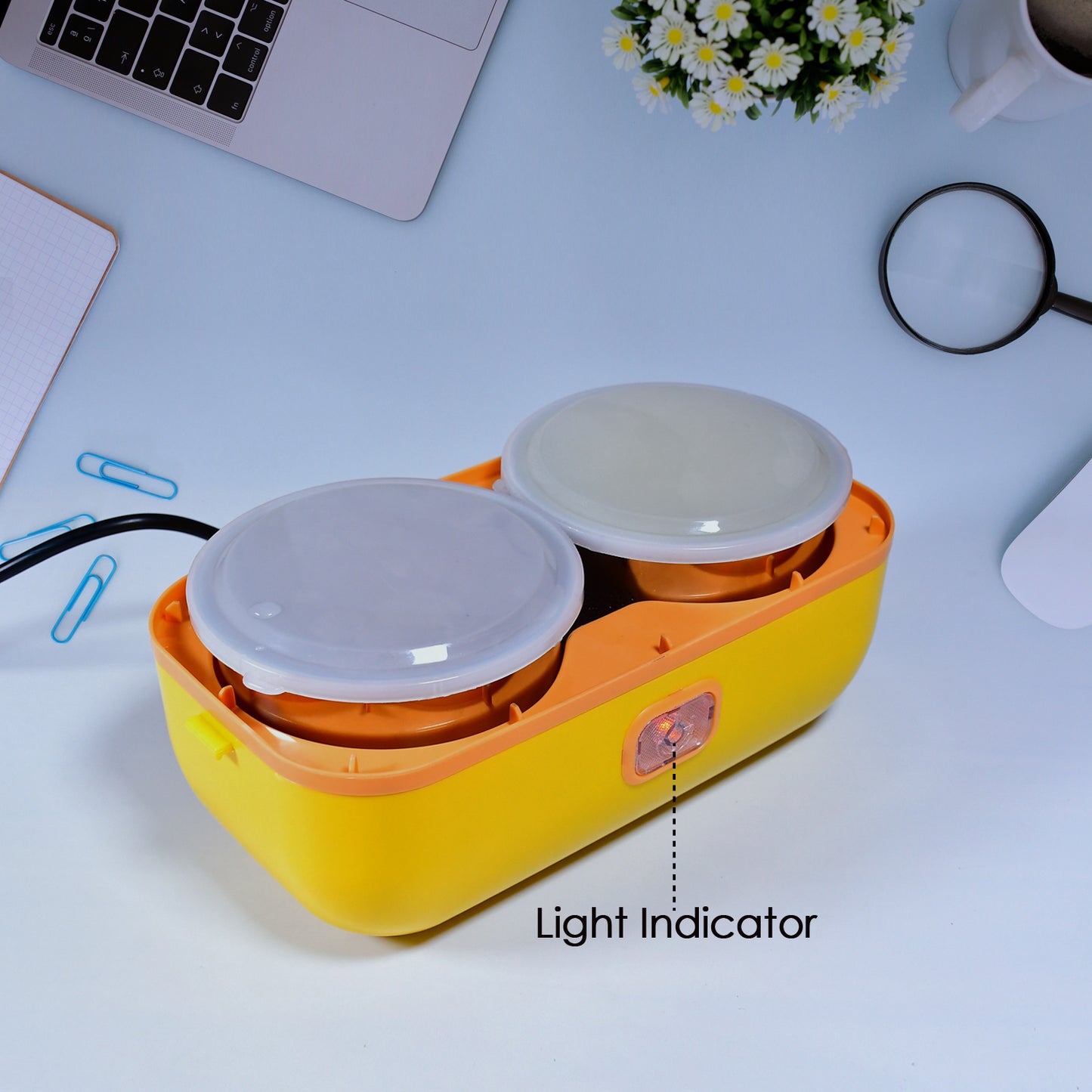 2-Layer Electric Lunch Box – Portable with 4 Stainless Steel Containers (1 Pc)