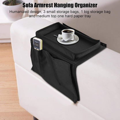 Sofa Arm Rest Hanging Storage Bag Storage Bag For Sofa Ideal For Sorting Magazines Ipad Books (Black)