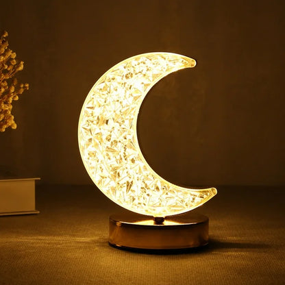 Moon Crystal Table Lamp – Touch Control, USB Rechargeable (1 Pc)