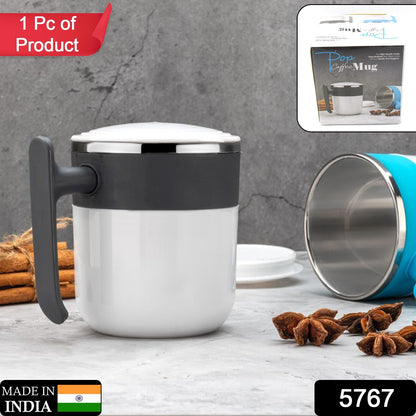 Insulated Stainless Steel Coffee Mug with Lid – Double Wall (1 Pc)