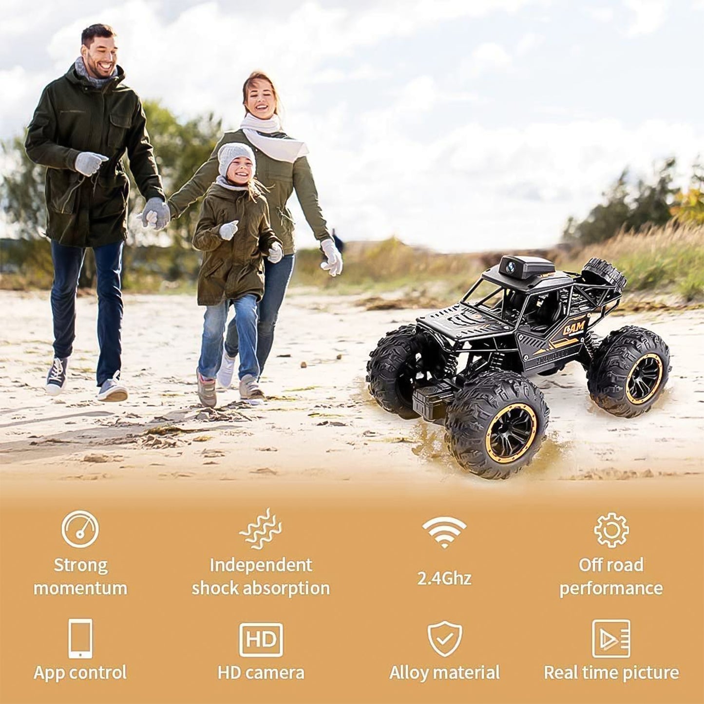 RC Monster Truck with HD Camera – Off-Road Rock Crawler for Kids