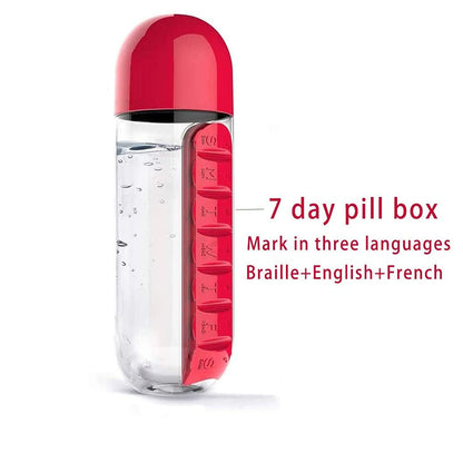 Water Bottle With Built-in 7-day Pill Organizer Approx 900ml (1 Pc)