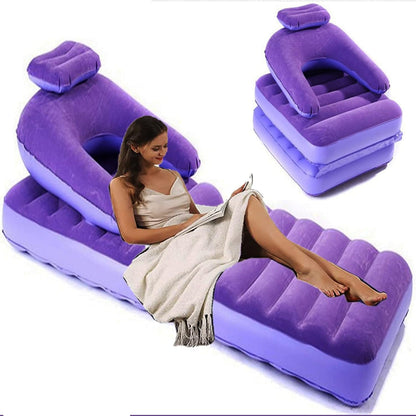 2 In 1 Air Mattress Lounger Portable Inflatable Mattress Air Sofa With Air Hand Pump