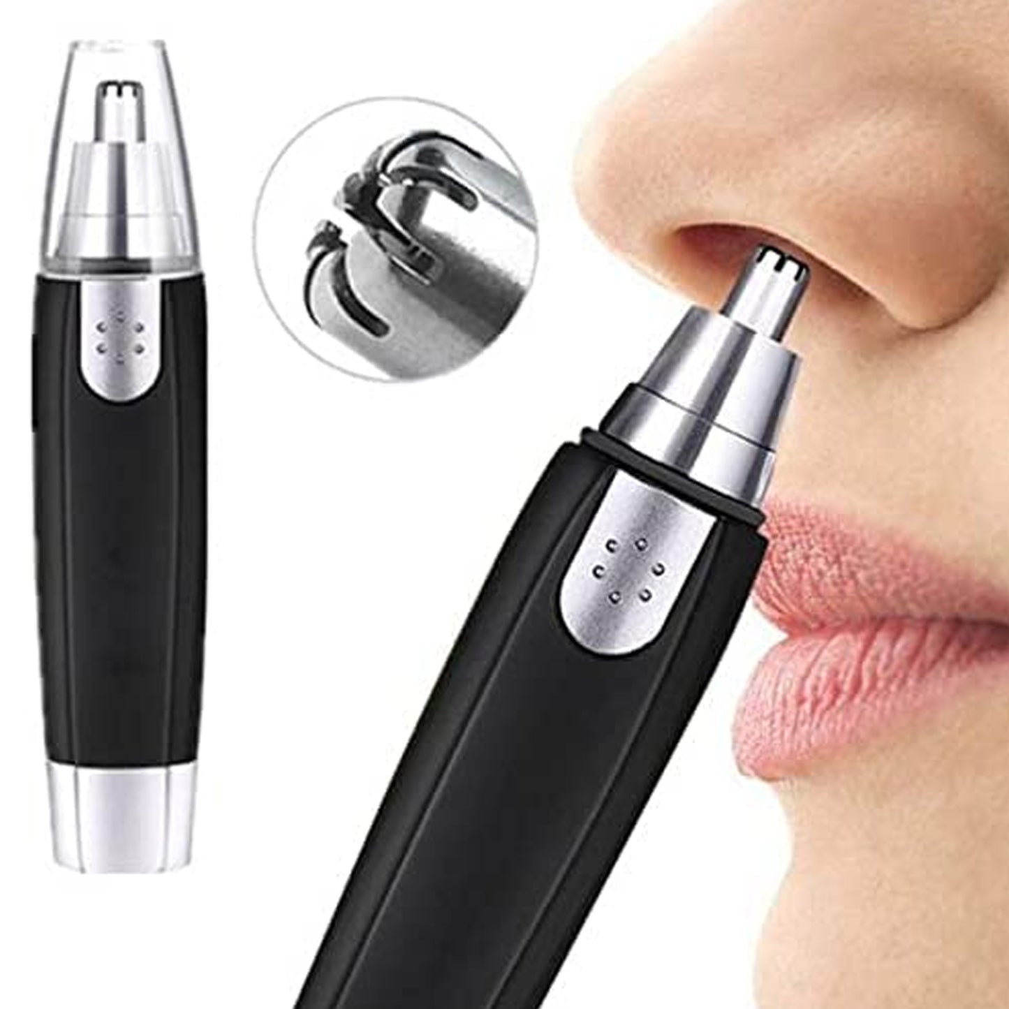 Ear and Nose Hair Trimmer – Battery Operated, Heavy-Duty Steel (1 Pc)
