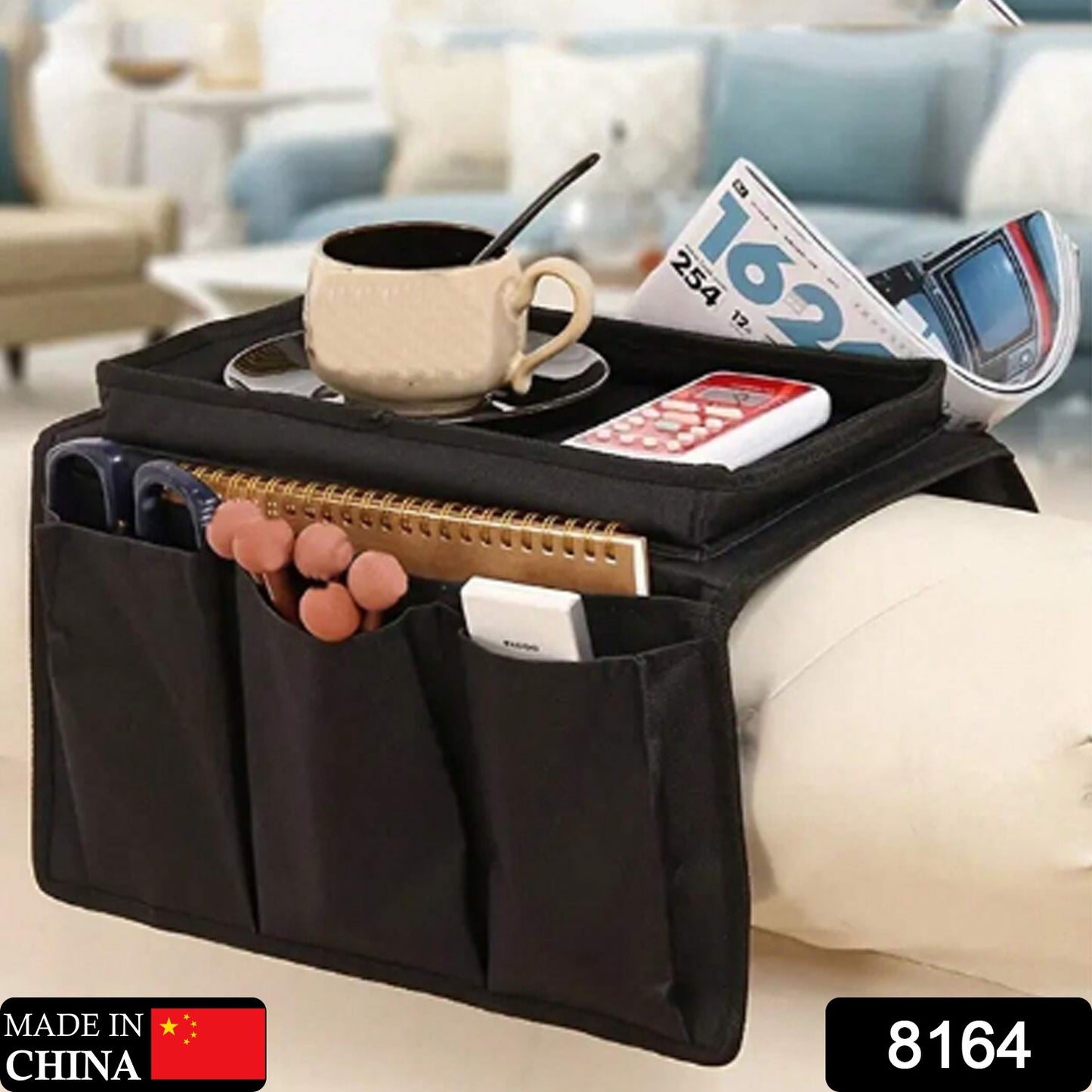 Sofa Arm Rest Hanging Storage Bag Storage Bag For Sofa Ideal For Sorting Magazines Ipad Books (Black)