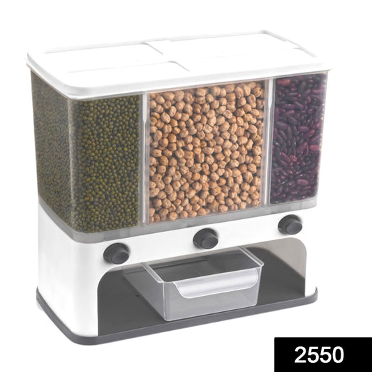 Easy Flow Cereal Dispenser For Kitchen 3 In 1 Push Button Wall Mount Container