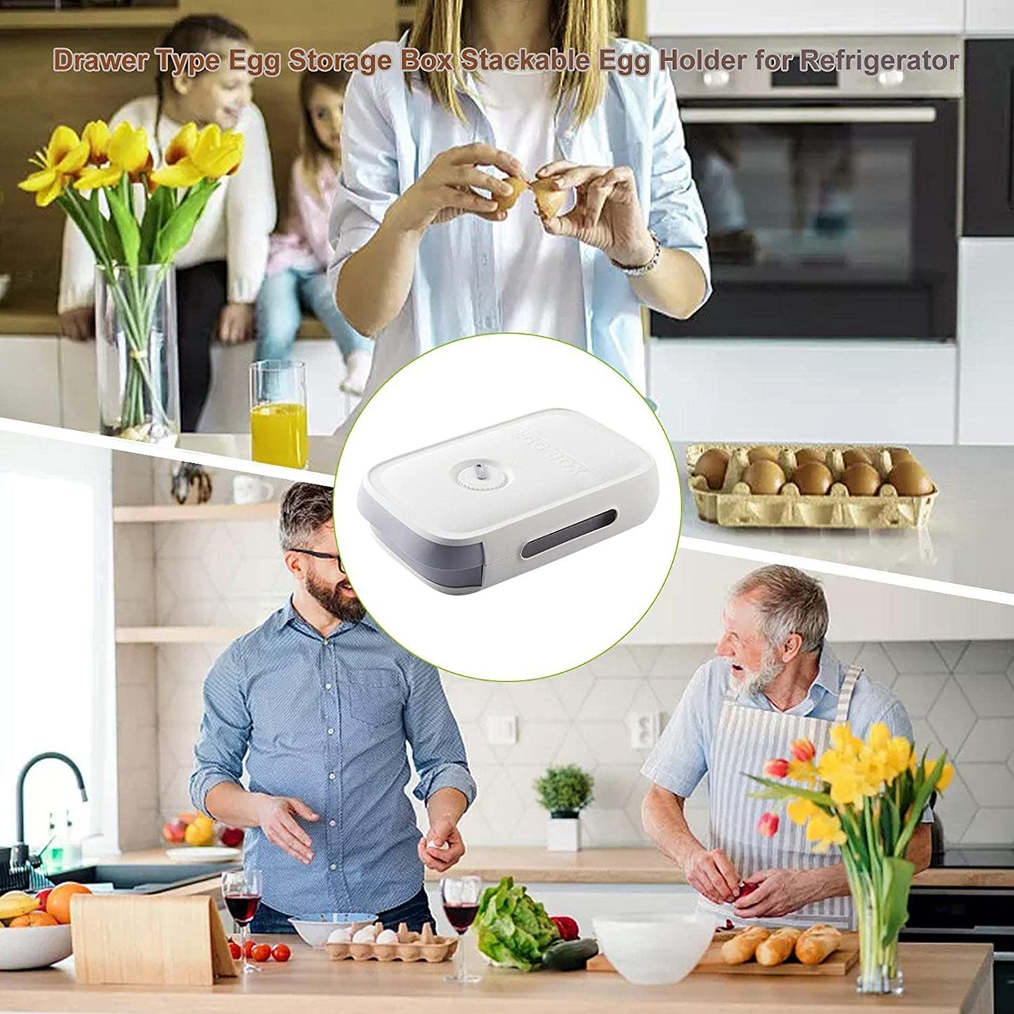 Plastic Egg Storage Box – Covered Fridge Drawer Organizer (1 Pc)