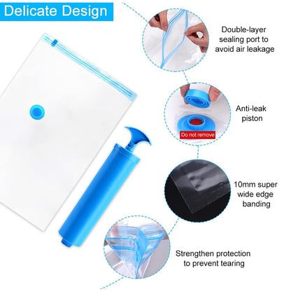 Vacuum Storage Bags with Pump – Space Saver for Clothes & Blankets (5 Pc Set)