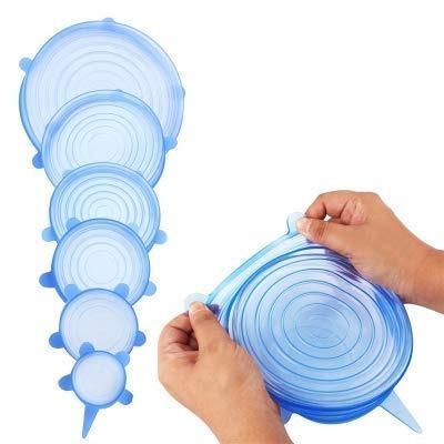 Silicone Stretch Lids Reuseable Microwave Safe Flexible Covers (Set Of 6)